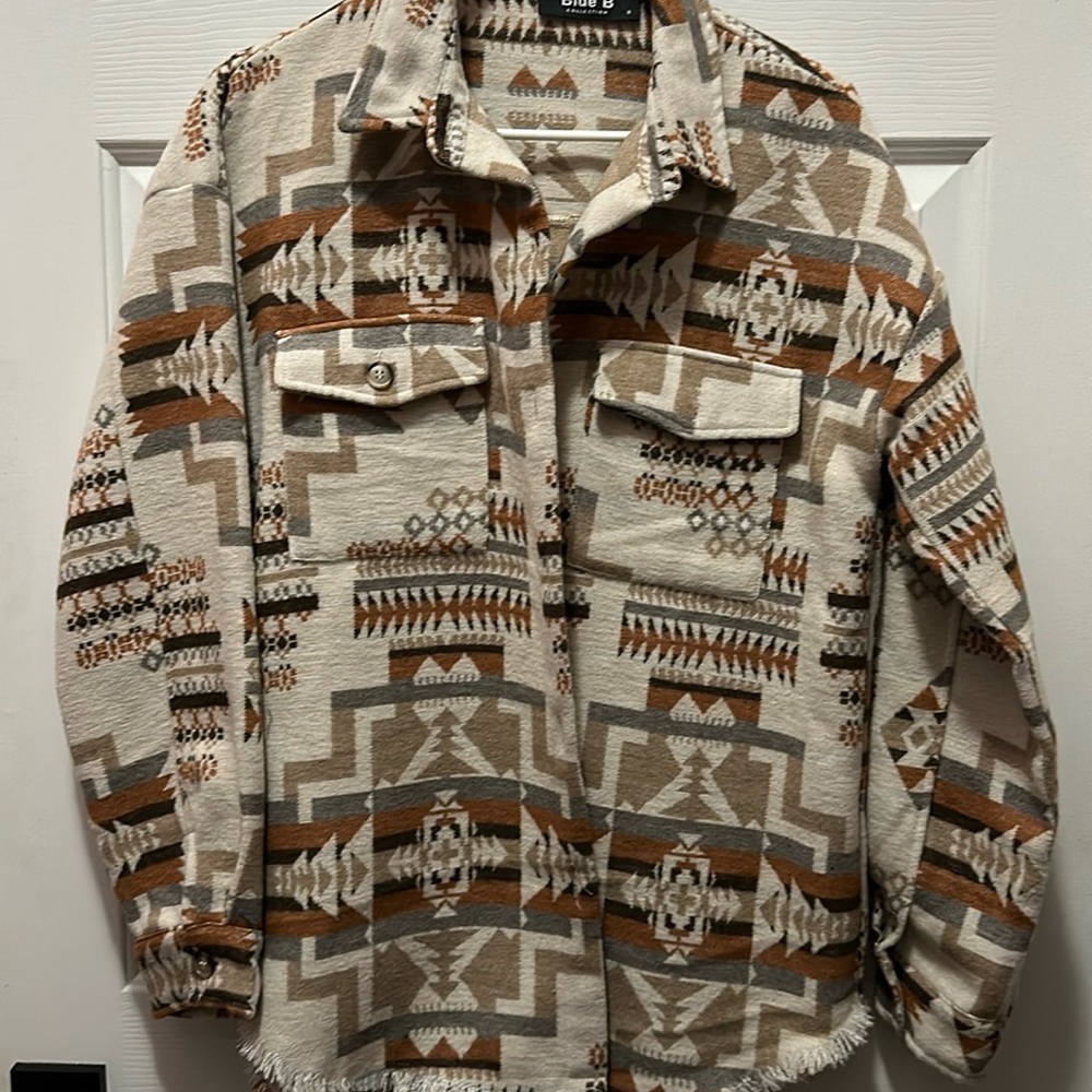 Aztec Shacket Blue B Collection